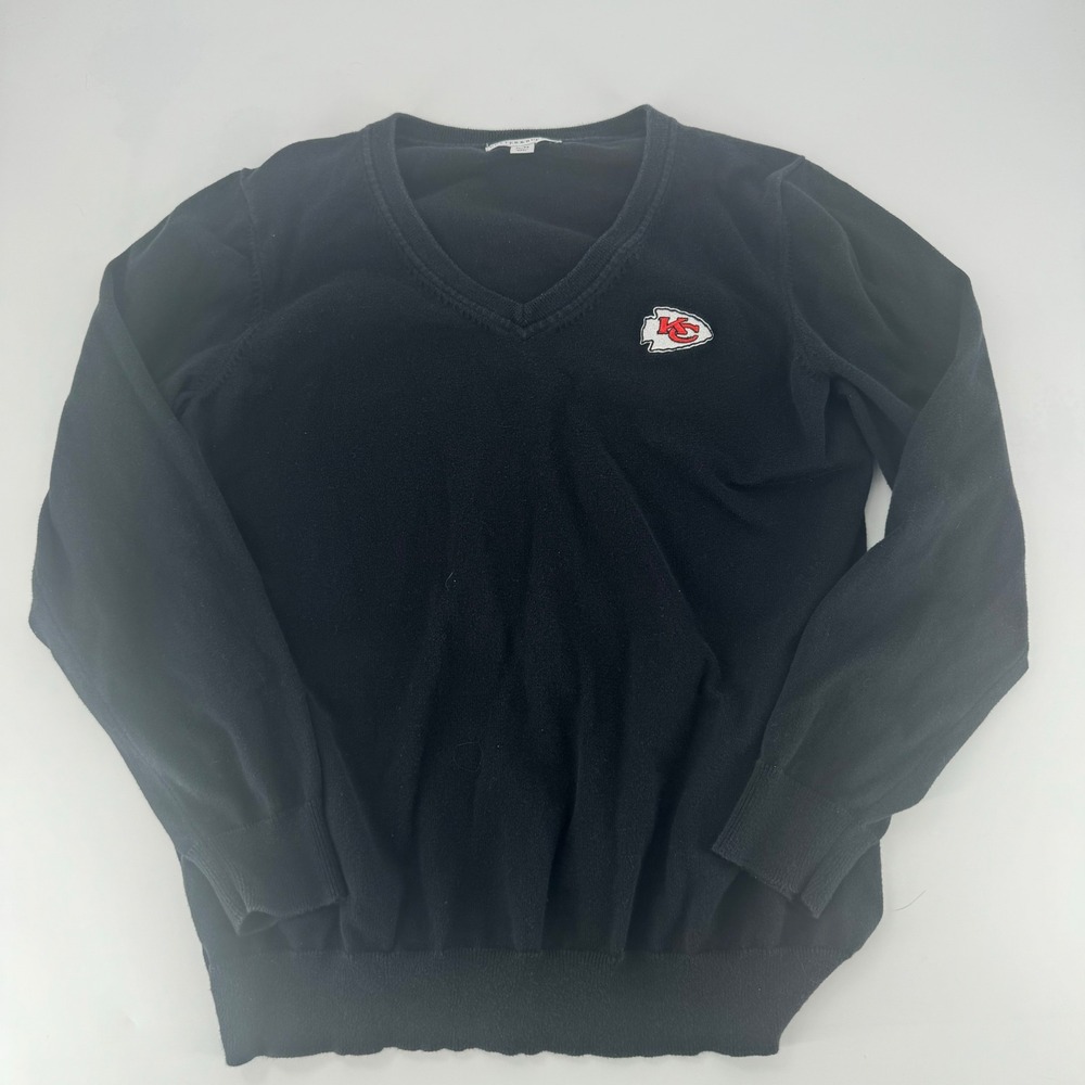 Cutter & Buck Mens Kansas City Chiefs V-Neck Sweater Black XL NFL Football Logo